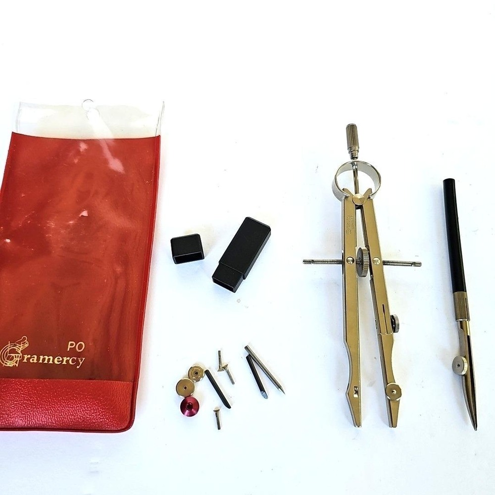 Vintage Gramercy Germany Drafting Compass Set Technical Drawing‎ Tools Architect
